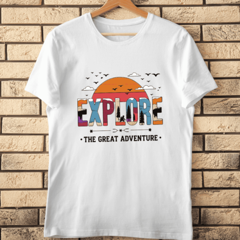 Hiking and Mountain Exploration T-Shirt Design cover image.