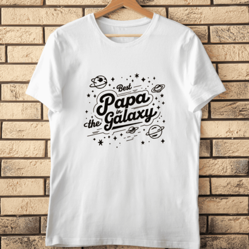 Best Papa in the Galaxy T-Shirt Design cover image.