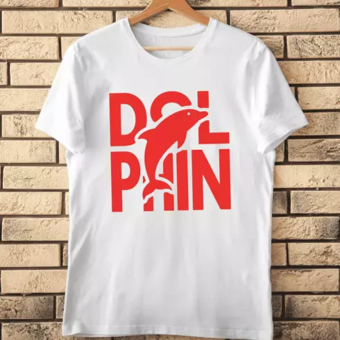 Red Dolphin Text T-Shirt Design cover image.