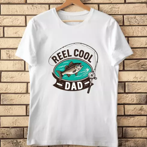 Reel Cool Dad Fishing T-Shirt Design cover image.