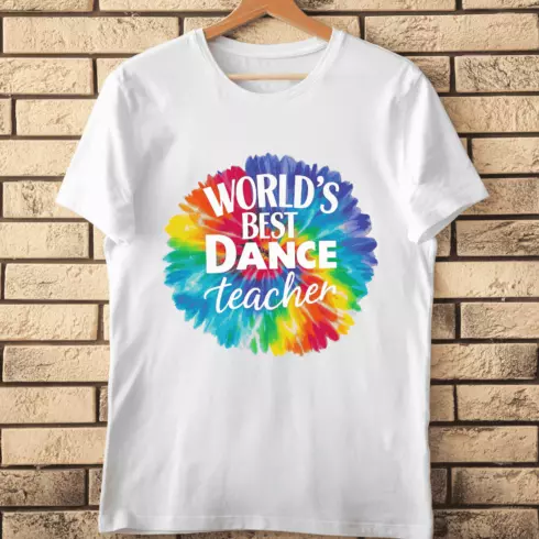 World's Best Dance Teacher Tie Dye T-Shirt Design cover image.