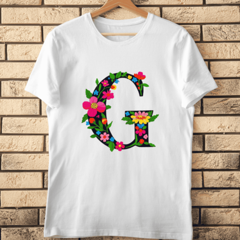 G Letter Floral T-Shirt Design cover image.
