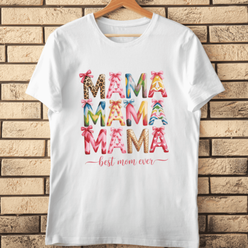 Colorful Mama Best Mom Ever T-Shirt Design cover image.