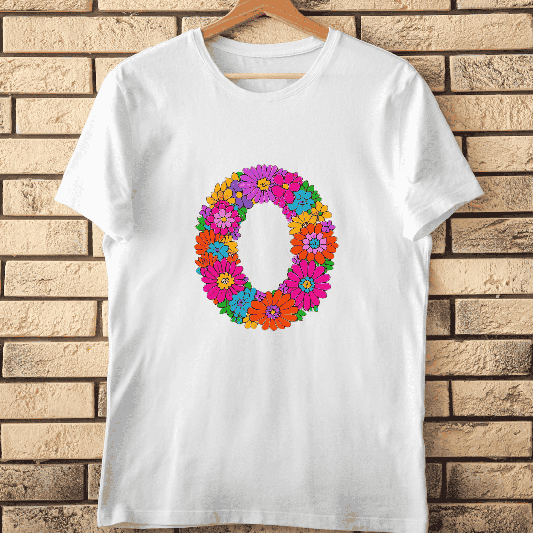 Retro Style Floral O Hippie Aesthetic T-Shirt Design cover image.