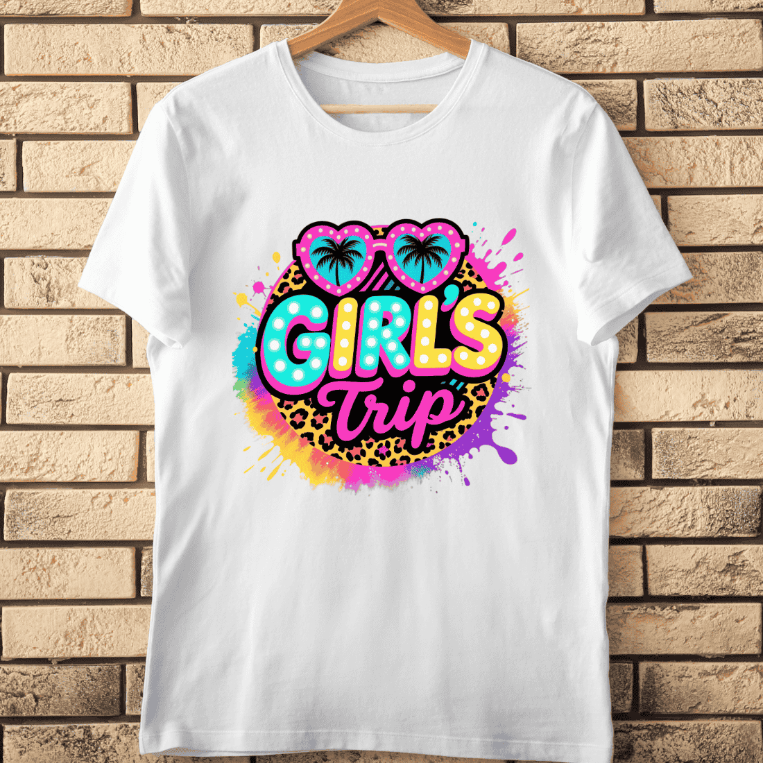 Retro Girl's Trip Summer Getaway T-Shirt Design cover image.