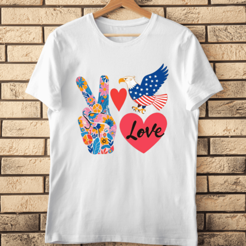 American Eagle Peace Heart T-Shirt Design cover image.