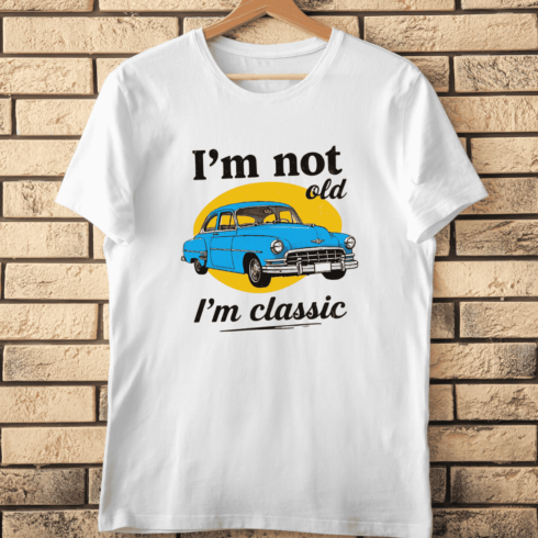 Classic Car with Quote T-Shirt Design cover image.