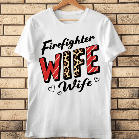 Firefighter Wife Leopard Print T-Shirt Design cover image.