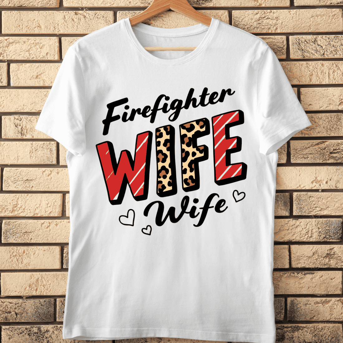 Firefighter Wife Leopard Print T-Shirt Design cover image.