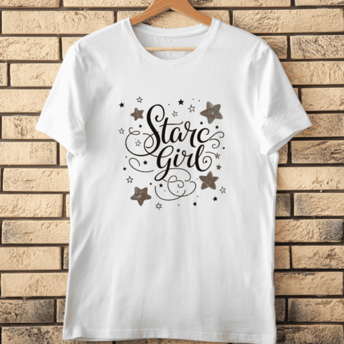 Cosmic Star Girl T-Shirt Design cover image.