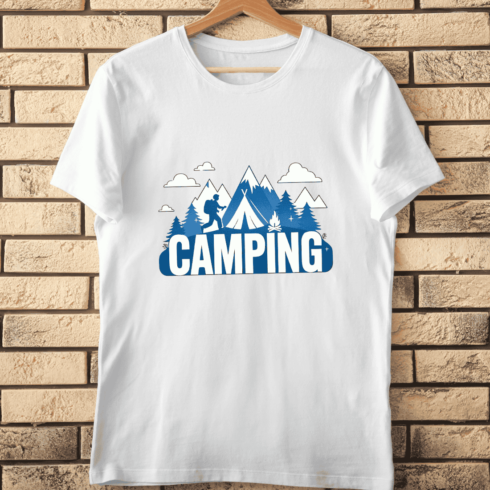 Adventure Camping in the Mountains T-Shirt Design cover image.