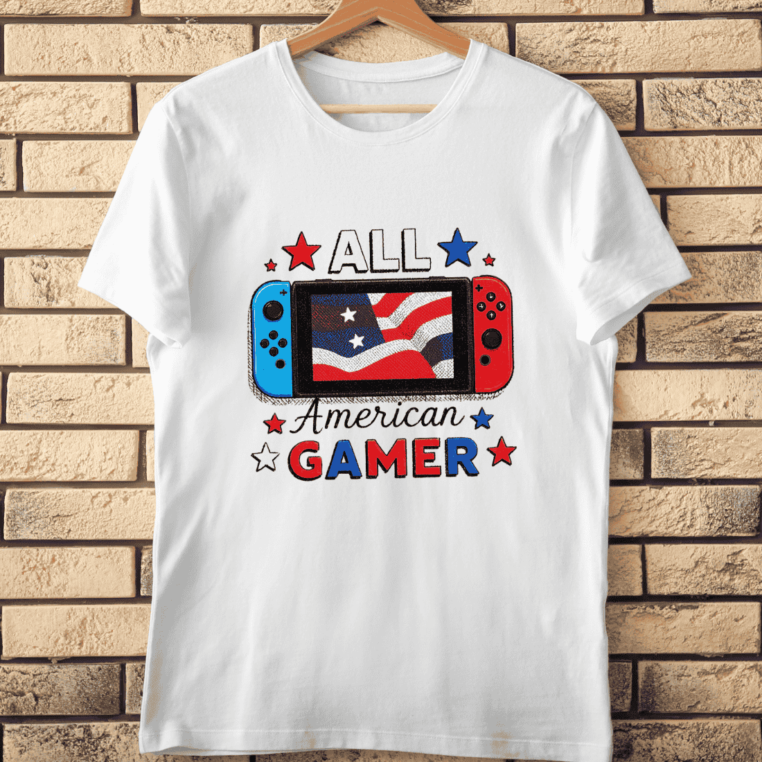 All American Gamer T-Shirt Design cover image.