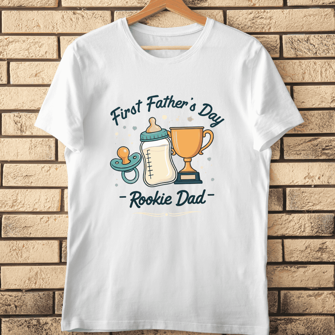 First Father's Day Rookie Dad T-Shirt Design cover image.