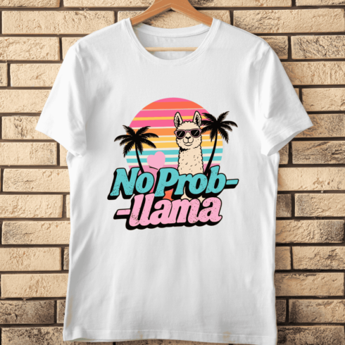 No Prob-llama Retro Beach T-Shirt Design cover image.
