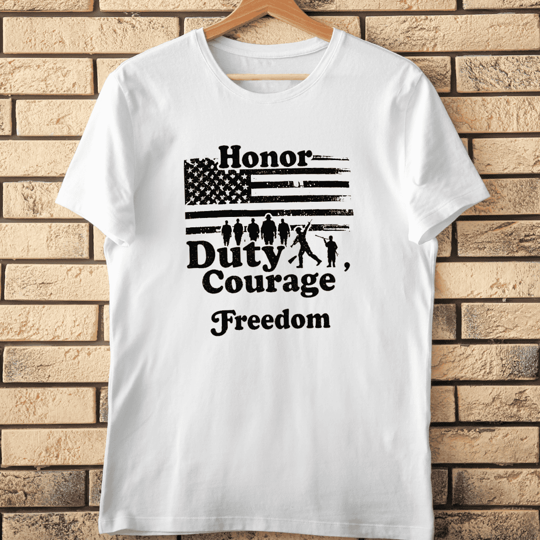 American Flag Soldiers Patriotic T-Shirt Design cover image.