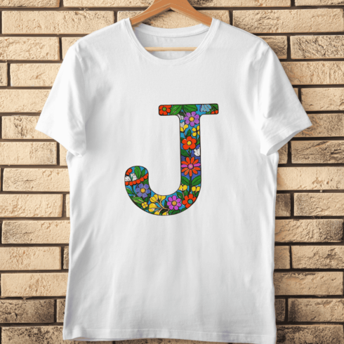 Vibrant Botanical J Letter T-Shirt Design cover image.
