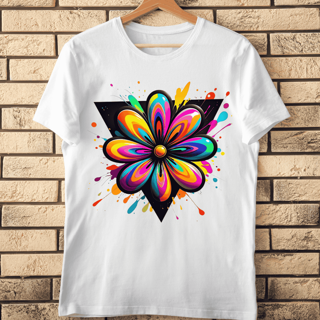 Psychedelic Colorful Flower T-Shirt Design cover image.