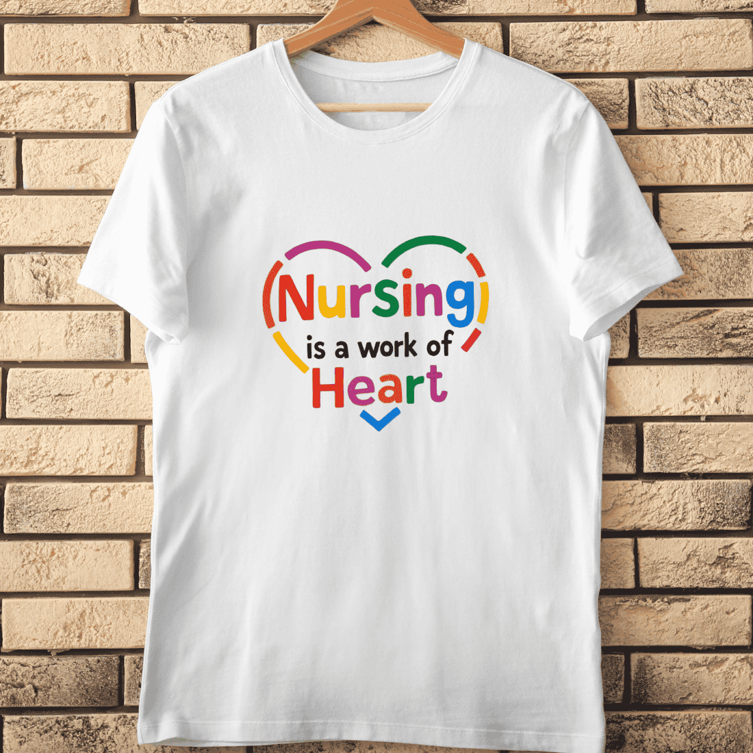 Nursing Is A Work Of Heart T-Shirt Design cover image.