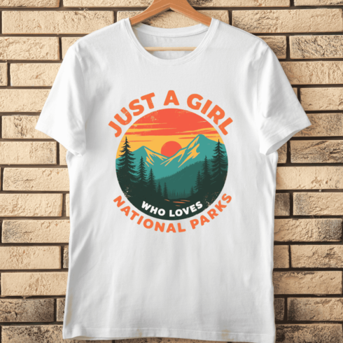 National Parks Girl Retro T-Shirt Design cover image.