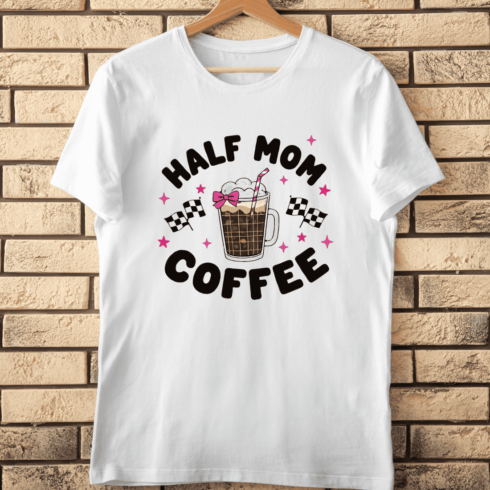 Mom Coffee Racing Flags T-Shirt Design cover image.