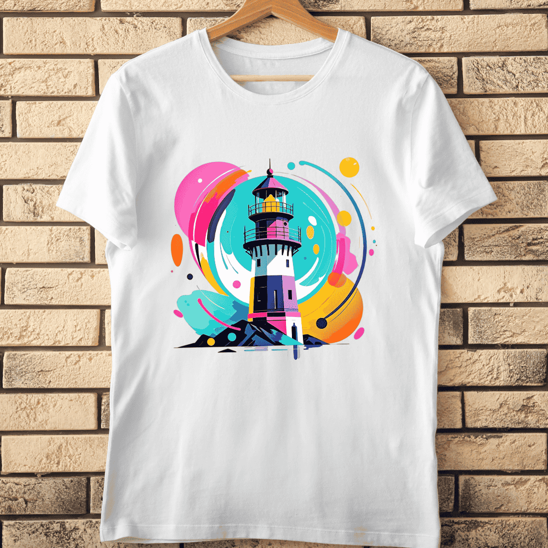 Modern Art Lighthouse T-Shirt Design cover image.