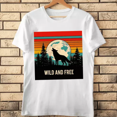Wild and Free Nature Scene T-Shirt Design cover image.