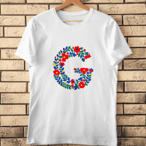 Floral Letter G T-Shirt Design cover image.