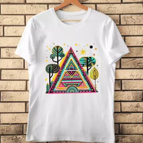 Boho Triangle Botanical T-Shirt Design cover image.