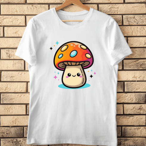 Fun Fungi Cartoon with Sparkles T-Shirt Design cover image.