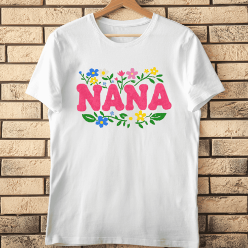 Nana Flower Lettering T-Shirt Design cover image.