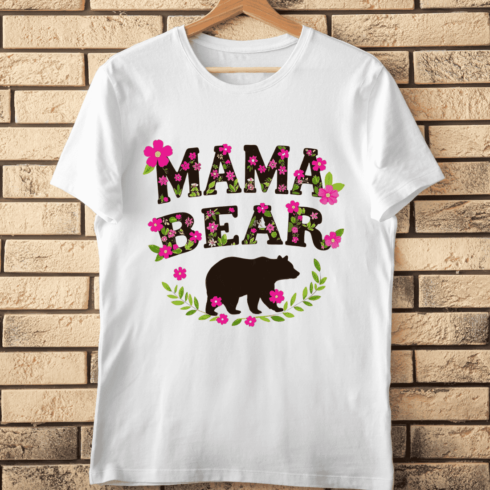 Floral Mama Bear T-Shirt Design cover image.