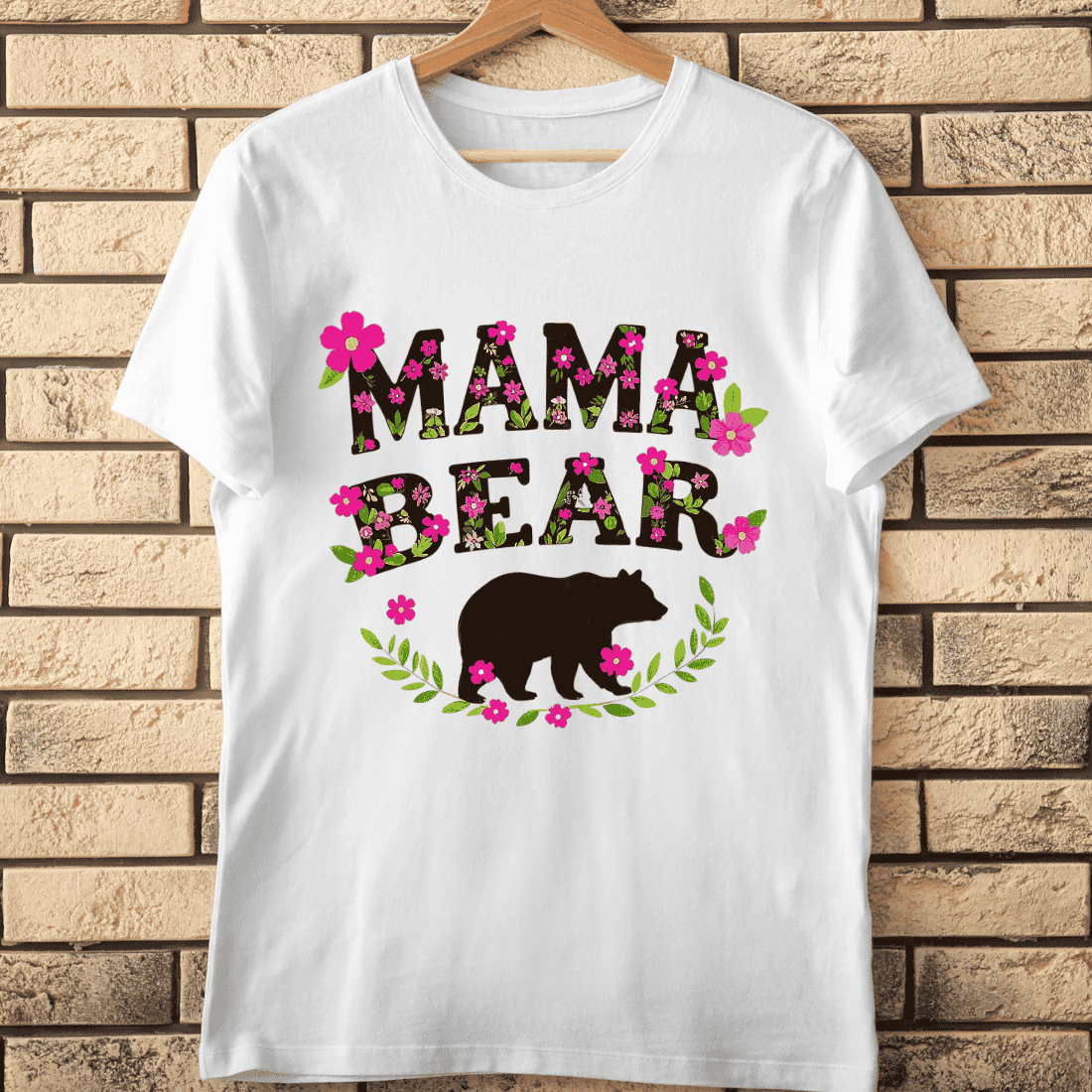 Floral Mama Bear T-Shirt Design cover image.