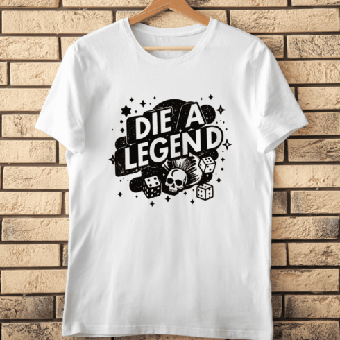 Die A Legend Skull Dice T-Shirt Design cover image.