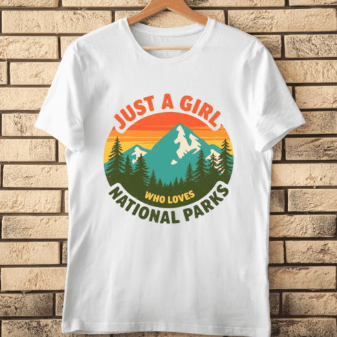 Just a Girl Who Loves National Parks T-Shirt Design cover image.