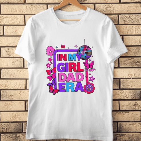 Girl Dad Era Retro Disco Ball T-Shirt Design cover image.