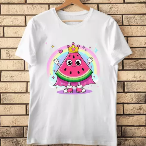 Cute Watermelon with Crown T-Shirt Design cover image.