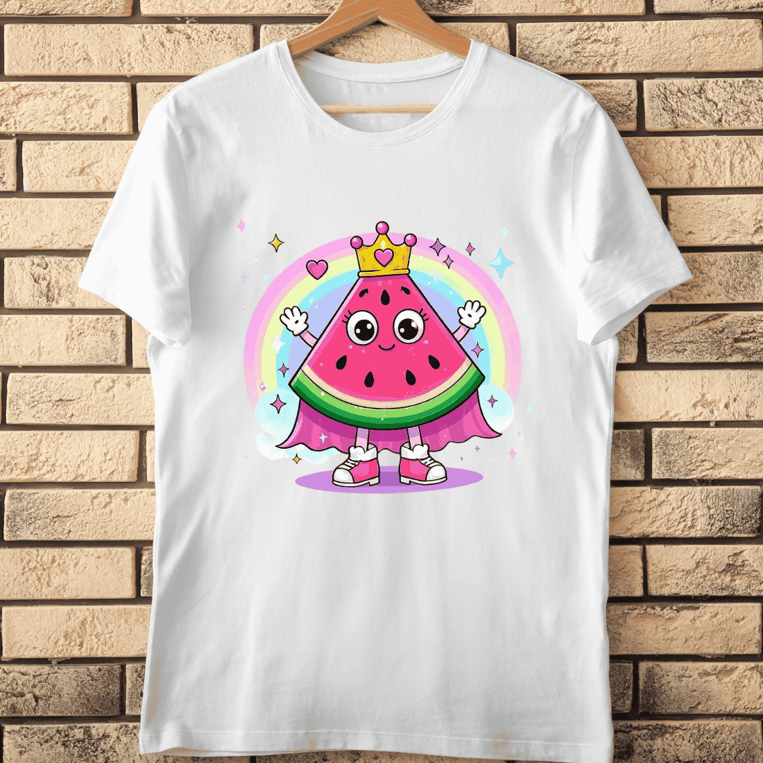 Cute Watermelon with Crown T-Shirt Design cover image.