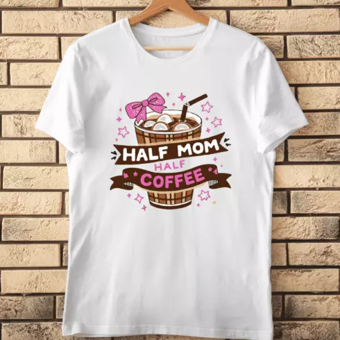 Coffee Loving Mom Racing T-Shirt Design cover image.