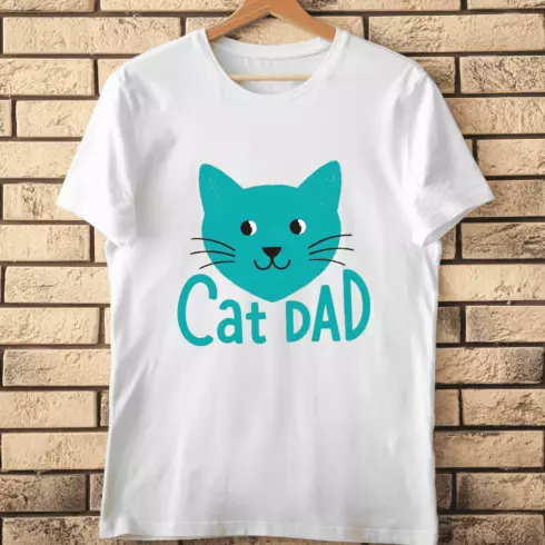 Happy Cat Face for Dads T-Shirt Design cover image.