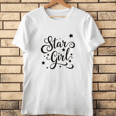 Star Girl Script Text T-Shirt Design cover image.