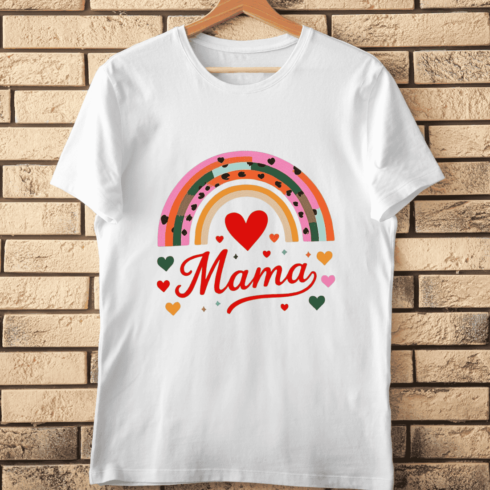 Rainbow Mama Heart T-Shirt Design cover image.