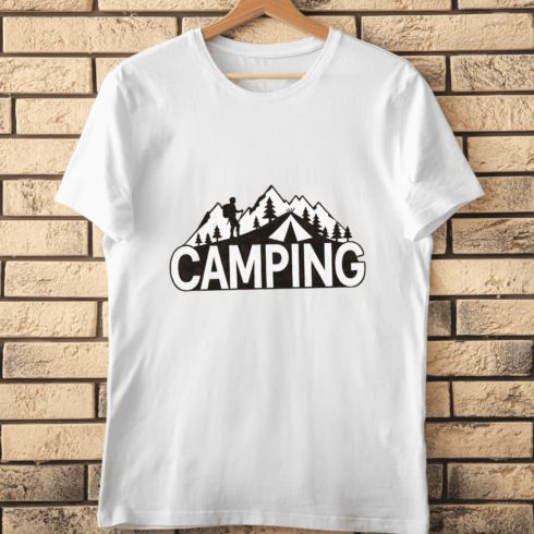 Camping Adventure in the Mountains T-Shirt Design cover image.