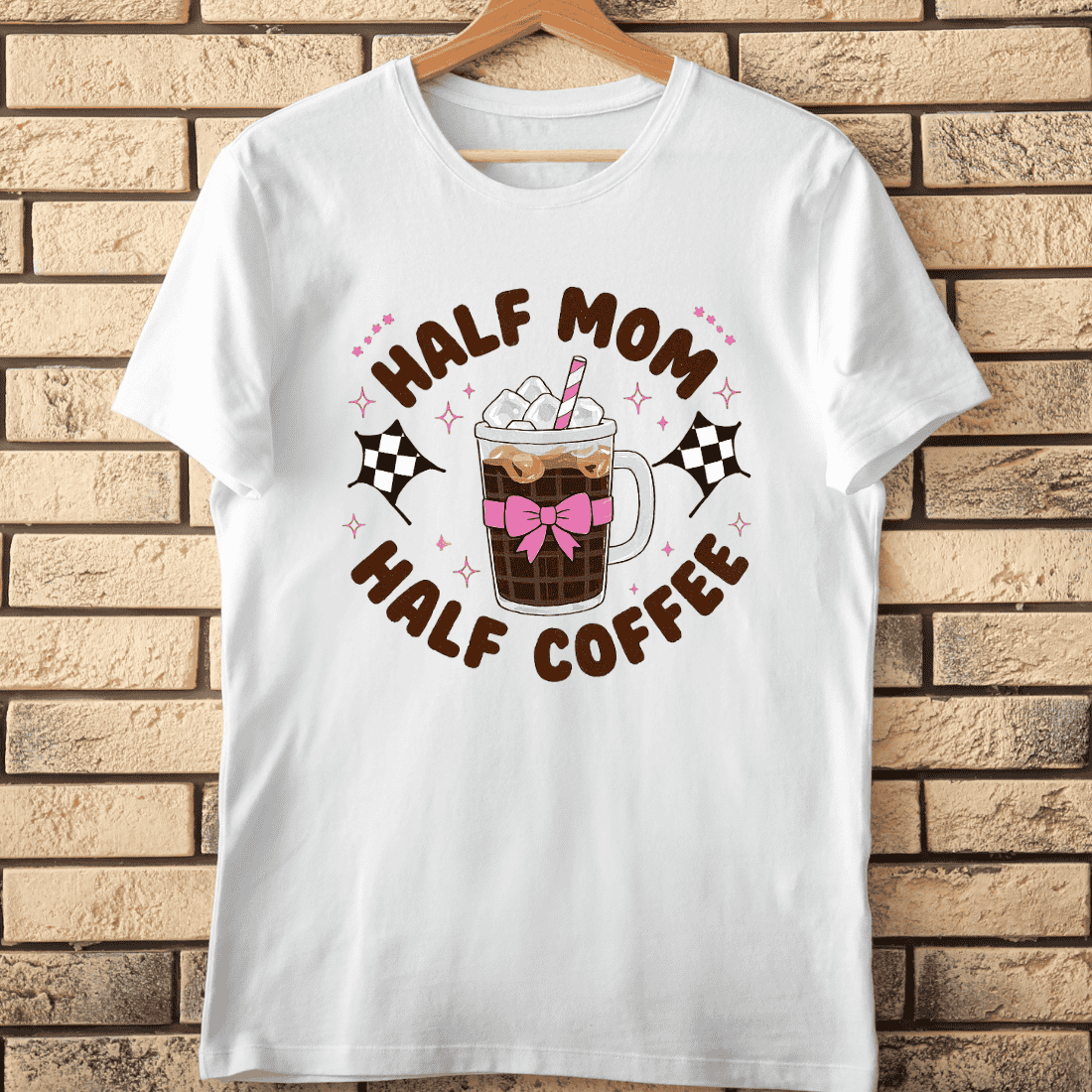 Fun Mom Coffee Racing T-Shirt Design cover image.