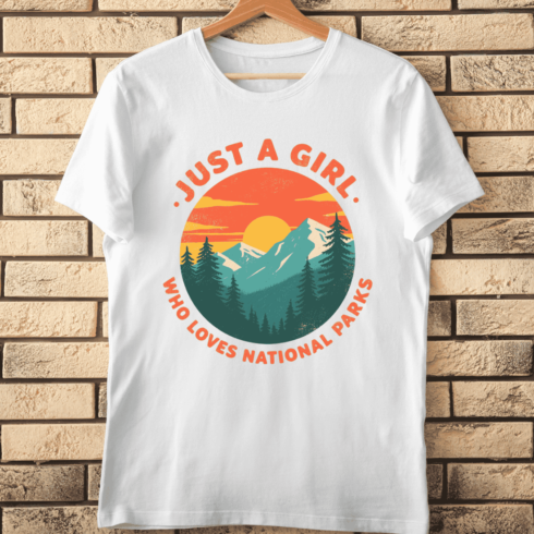 Just a Girl National Parks Adventure T-Shirt Design cover image.