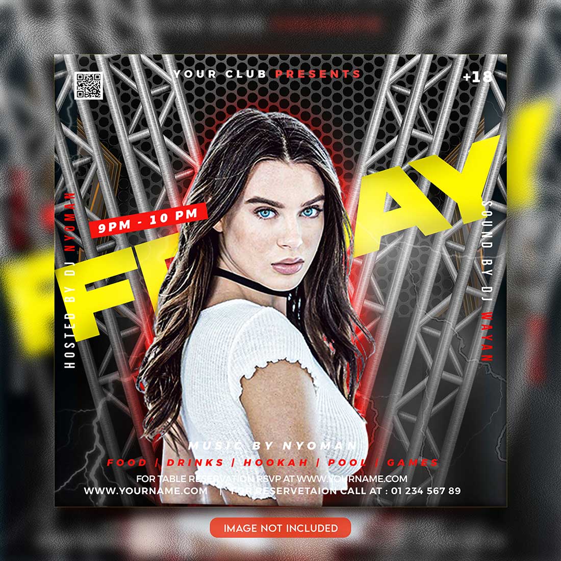 Premium Bundle Night dj party club flyer social media and Instagram post template preview image.