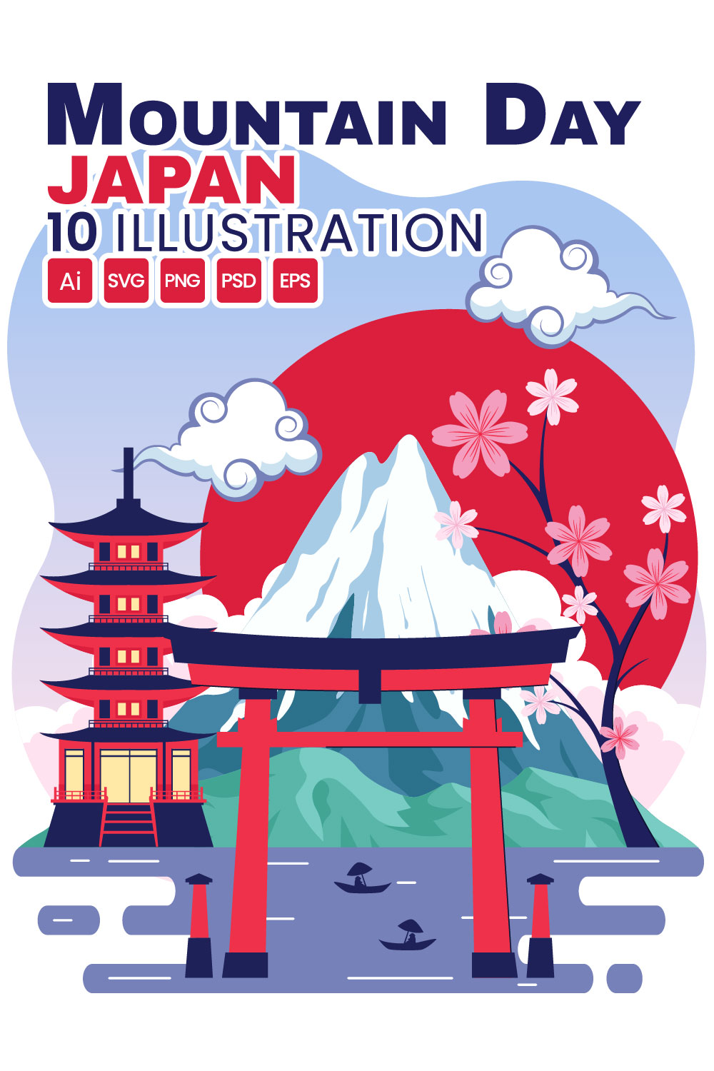10 Mountain Day in Japan Illustration pinterest preview image.