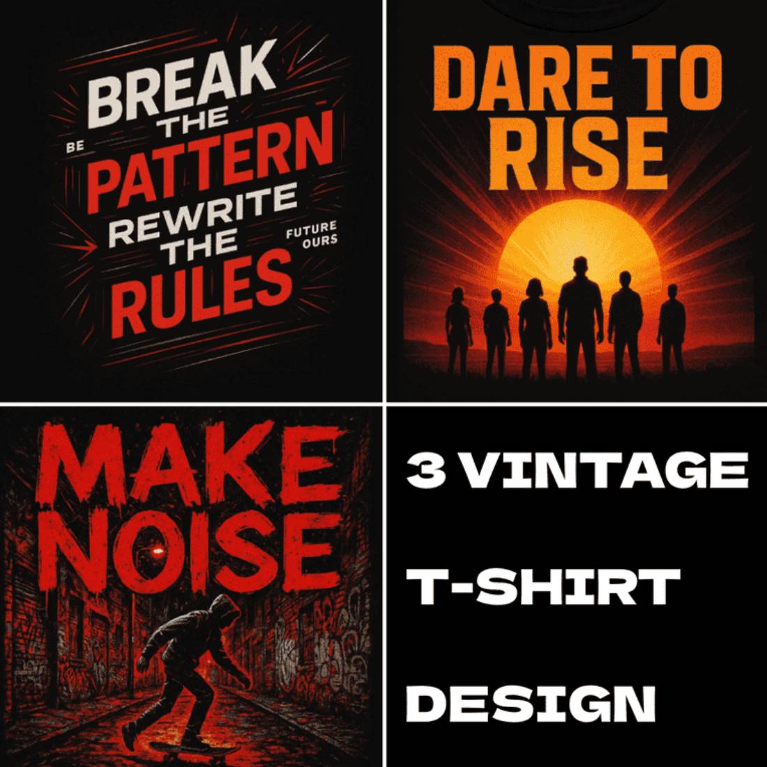 3 Vintage T Shirt Designs cover image.