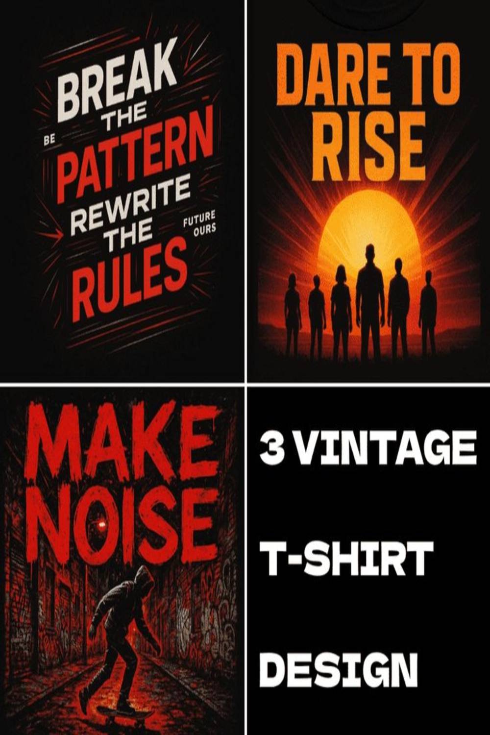 3 Vintage T Shirt Designs pinterest preview image.