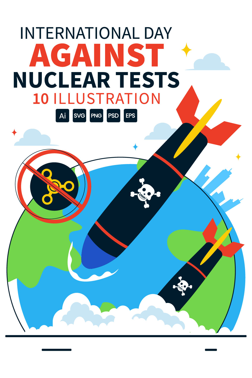 10 Day of Against Nuclear Tests Illustration pinterest preview image.