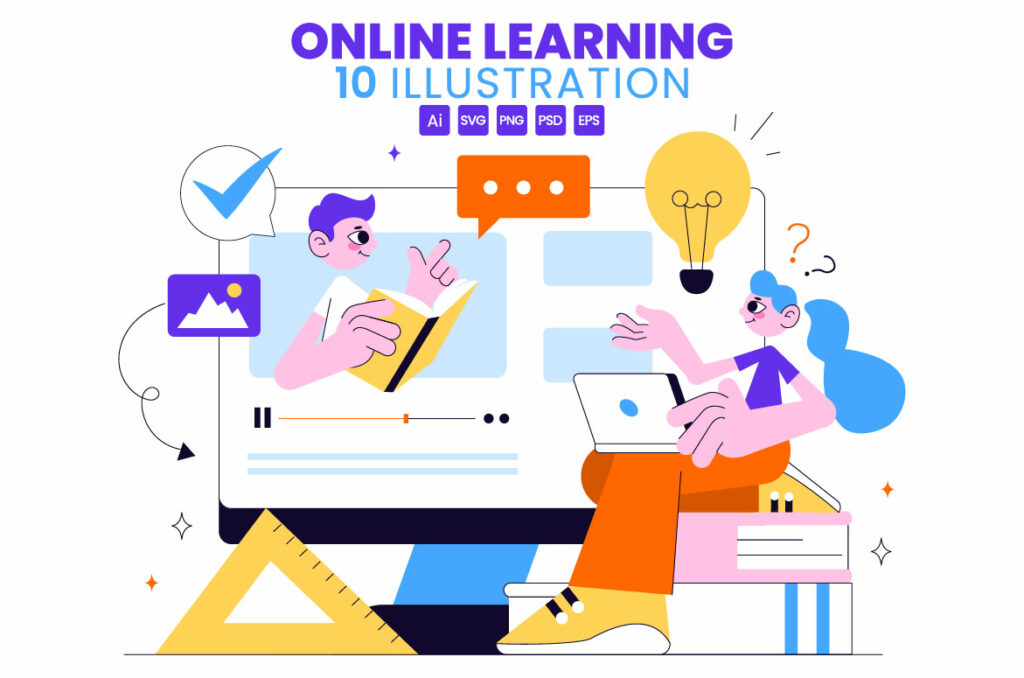 10 Online Learning Platform Illustration - MasterBundles